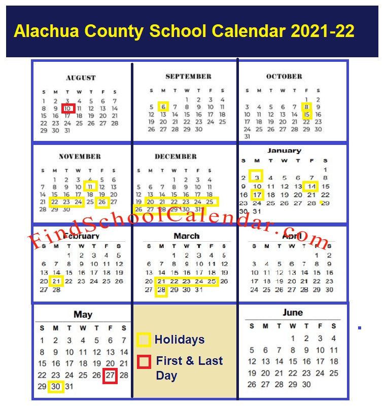 Alachua County Public Schools Calendar 2021-2022
