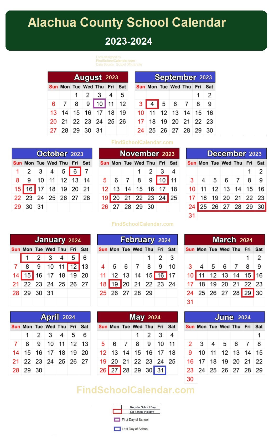 Alachua County Public Schools Calendar 2023-2024