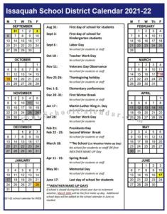 Issaquah School District Calendar 2021-22 | List of Holidays