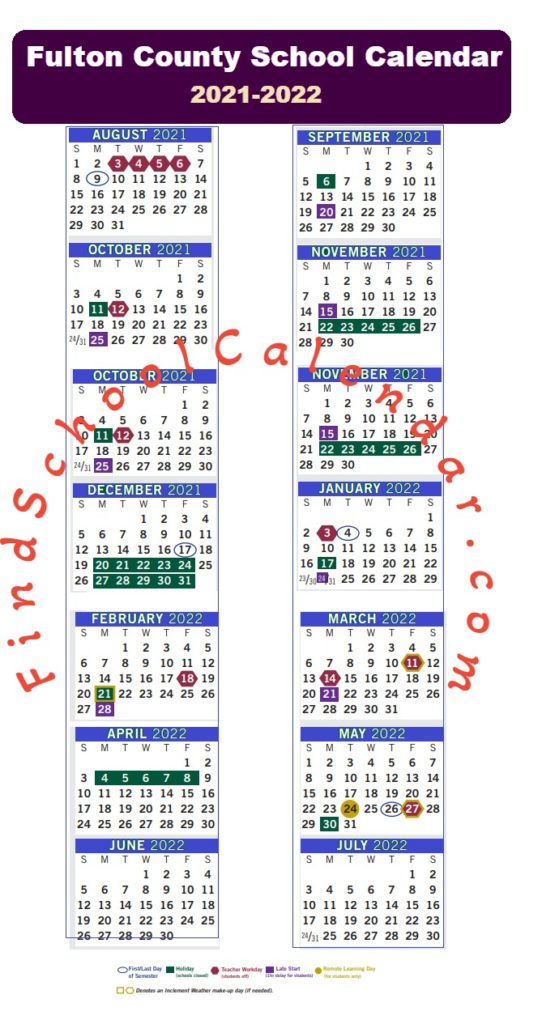 Fulton County School Calendar 202122 Holidays and break schedule