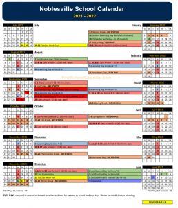 Noblesville Schools Calendar 2021 22 Holidays break schedule