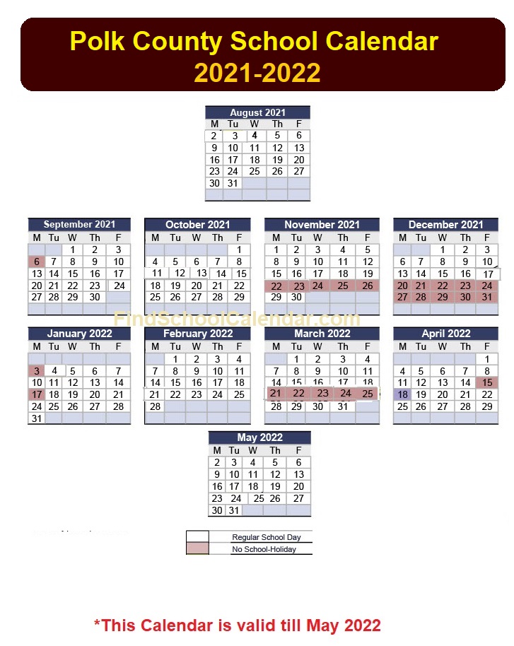 Polk County Schools Calendar 21-22