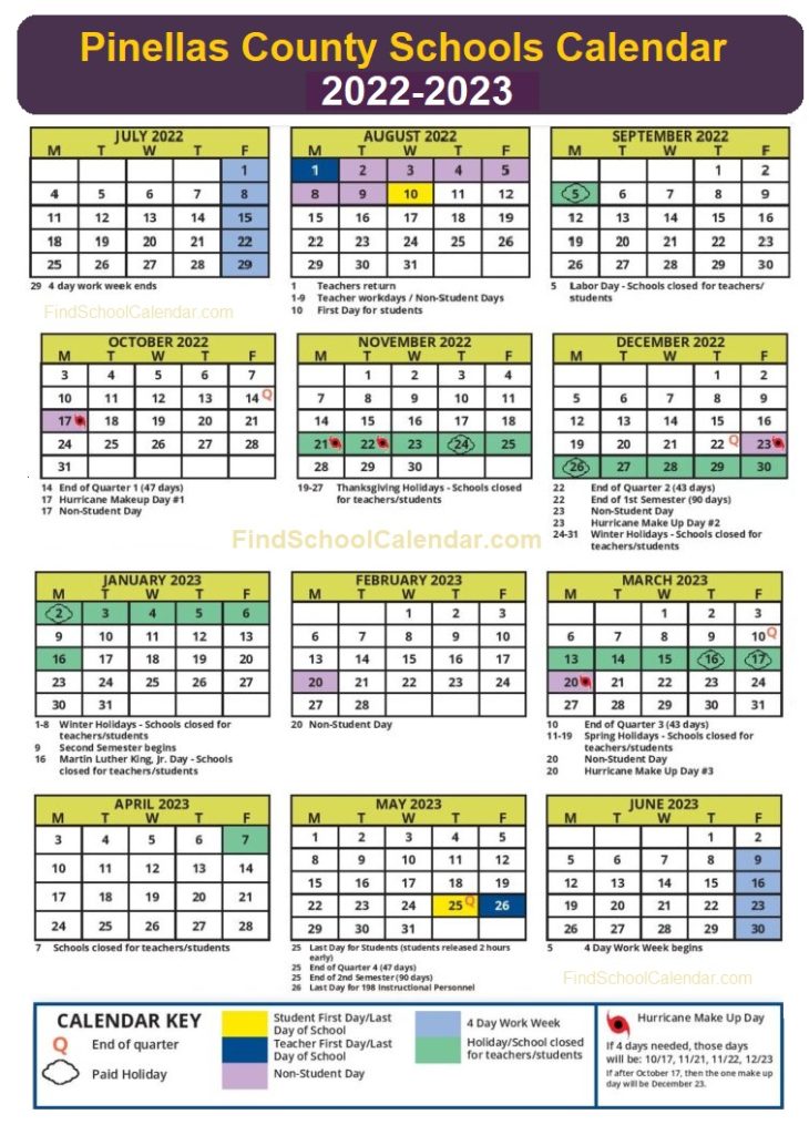 Pinellas County Schools Calendar 20222023 List of Holidays