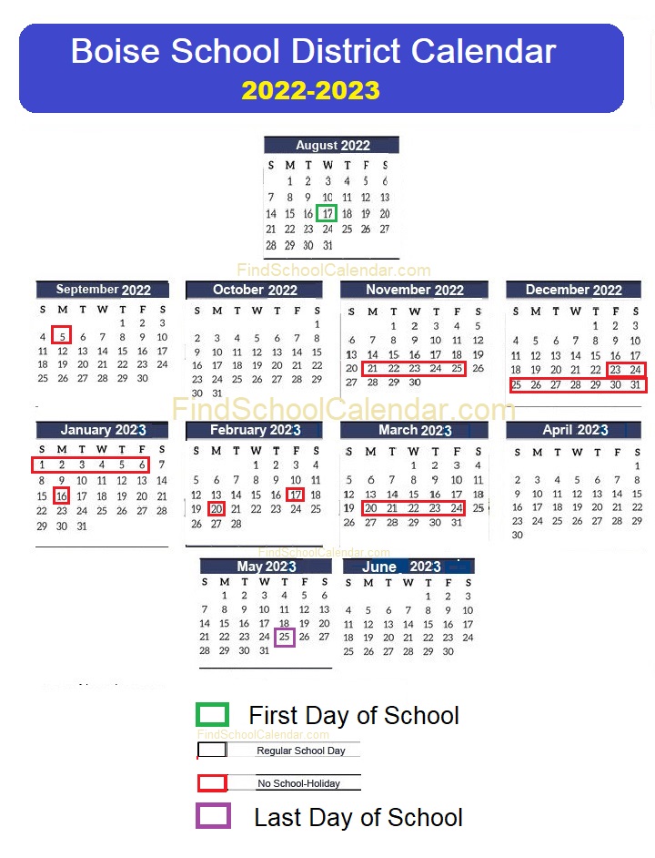 Boise Public School District Calendar 2022-23