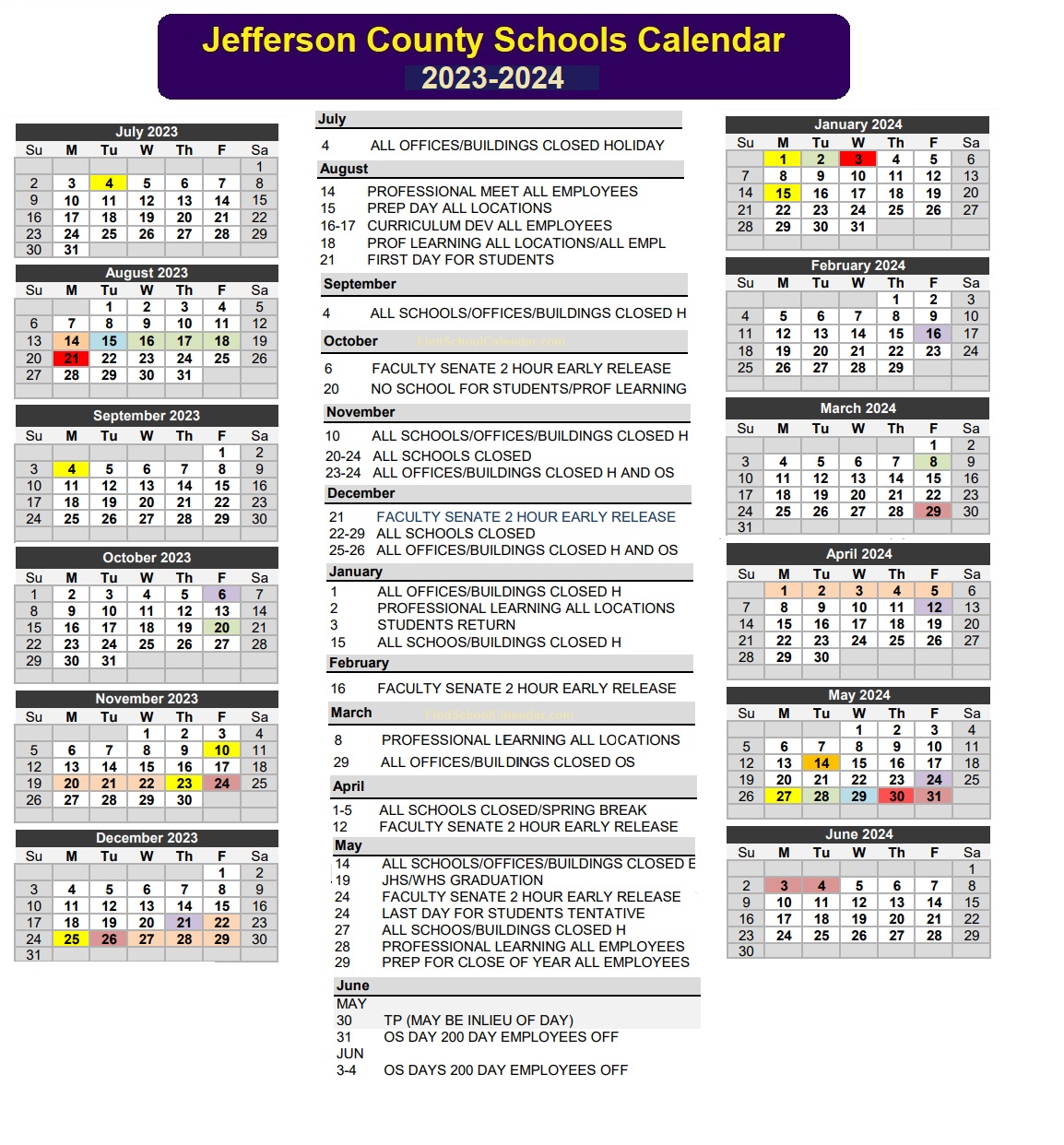 Jefferson County School Calendar 23-24