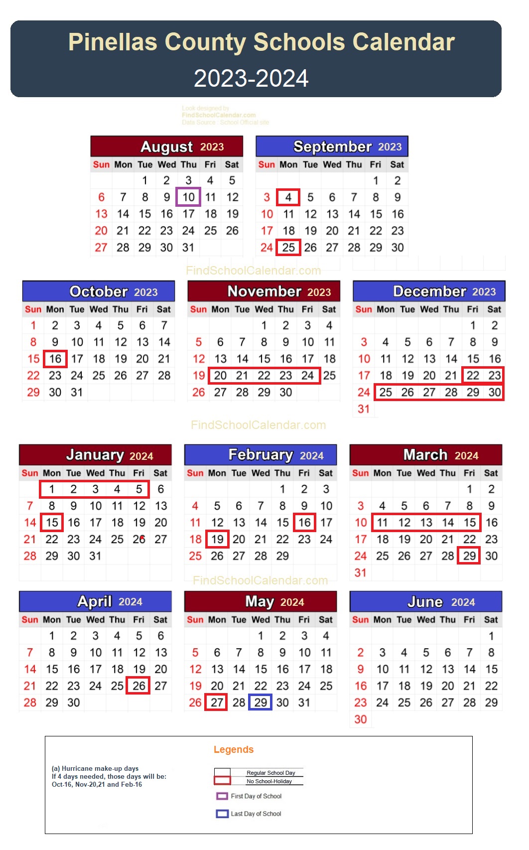 Pinellas County School District Calendar 23-24