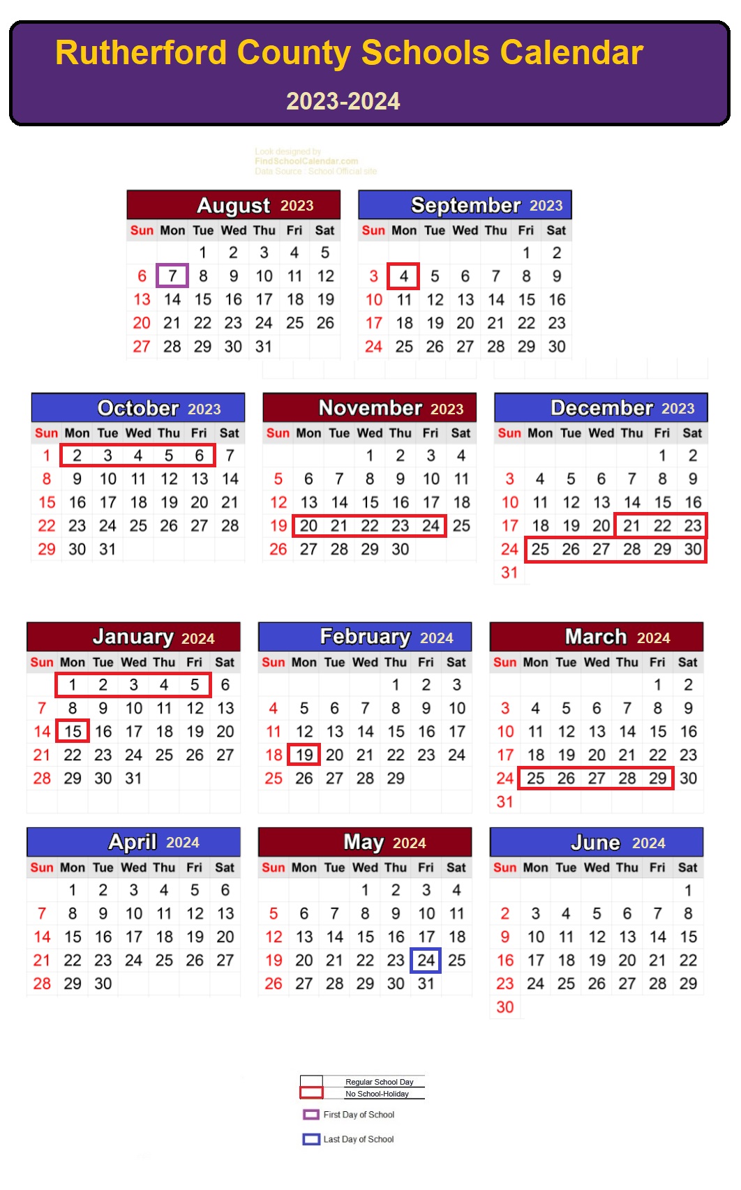 Rutherford County Schools Calendar 202324 List of Holidays