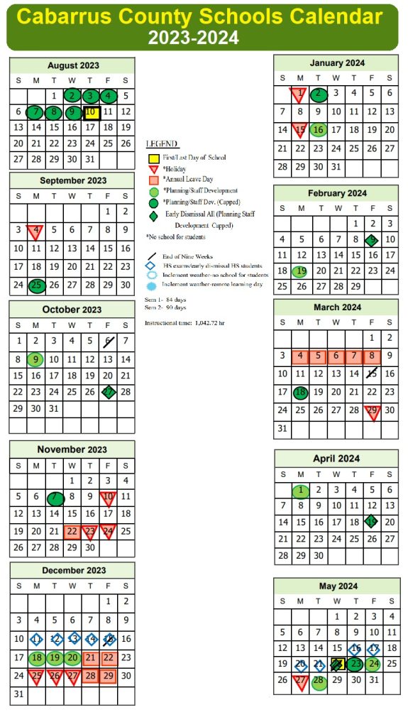 Cabarrus County Schools Calendar 202324 Holidays & break schedule